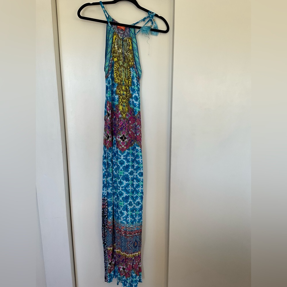 Hale Bob Blue and Pink Maxi Dress